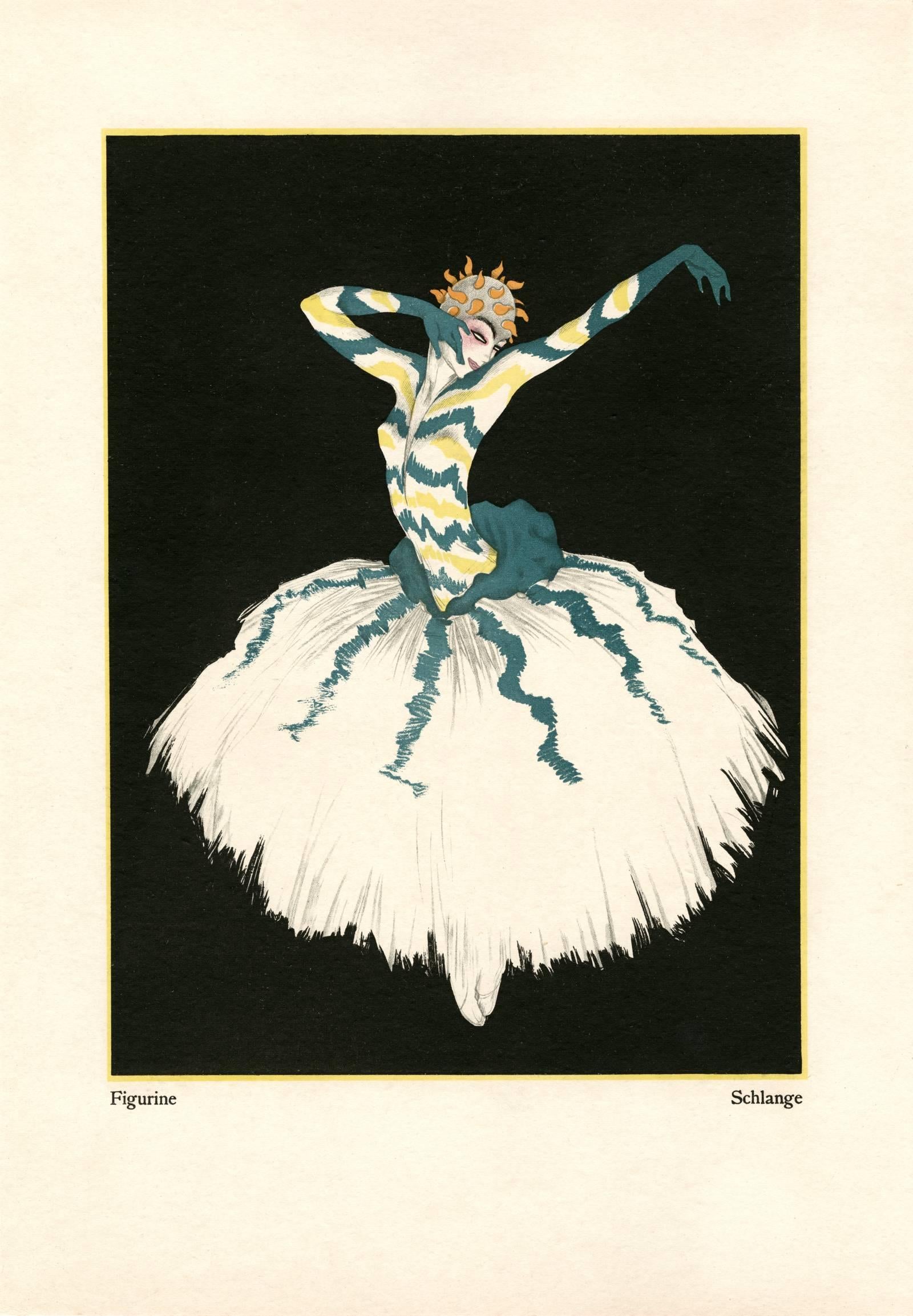 Walter Schnackenberg Figurative Print - Kostume, Plakate, und Dekorationen, "Schlange (Snake)"