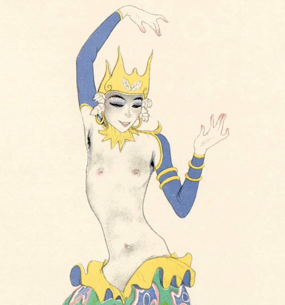 Kostüme, Plakate und Dekorationen, „Tanzer in einem orientalischen Tanz“ – Print von Walter Schnackenberg