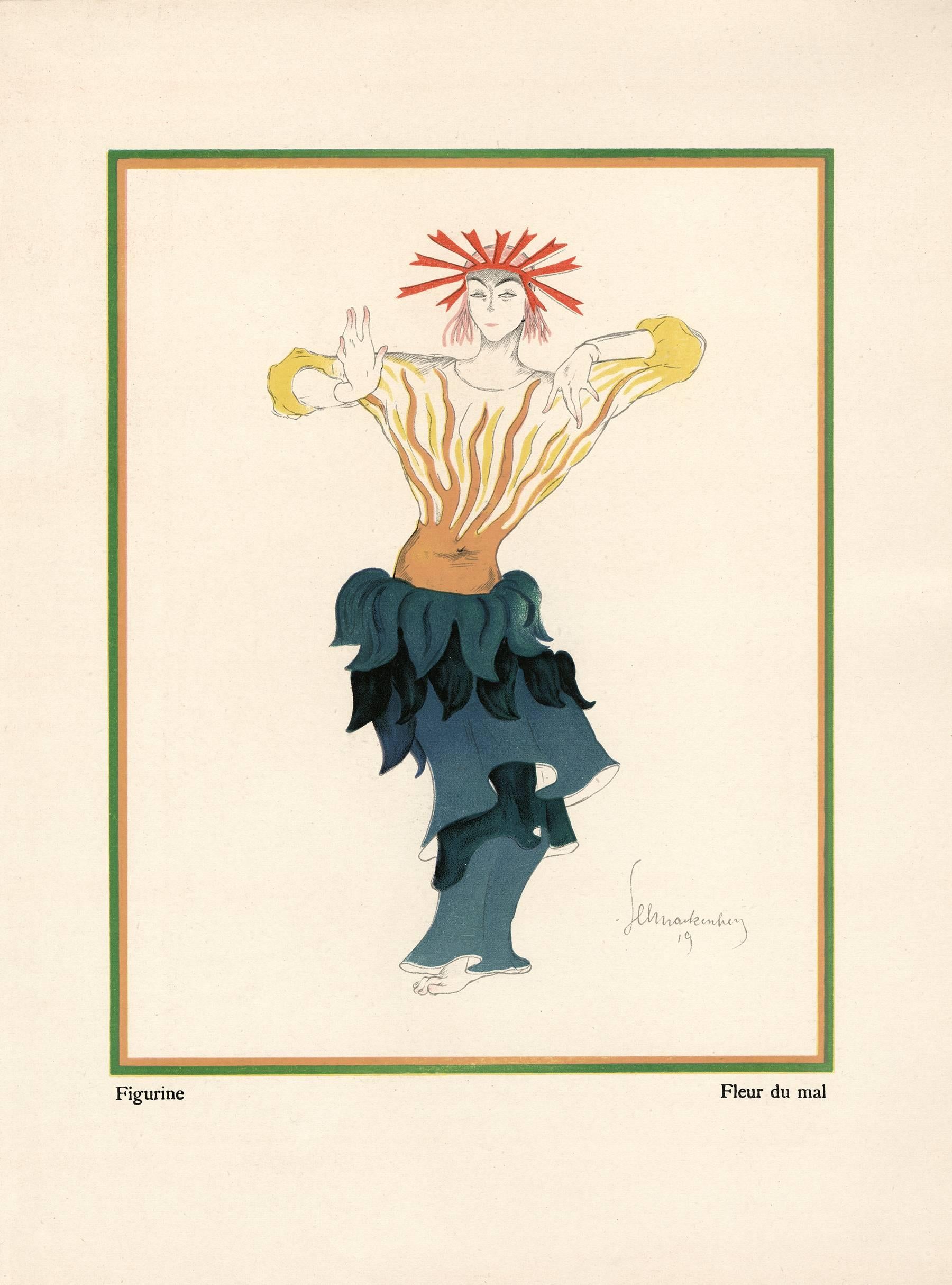 Walter Schnackenberg Figurative Print – Kostüme, Plakate und Dekorationen, „Flower of Evil“