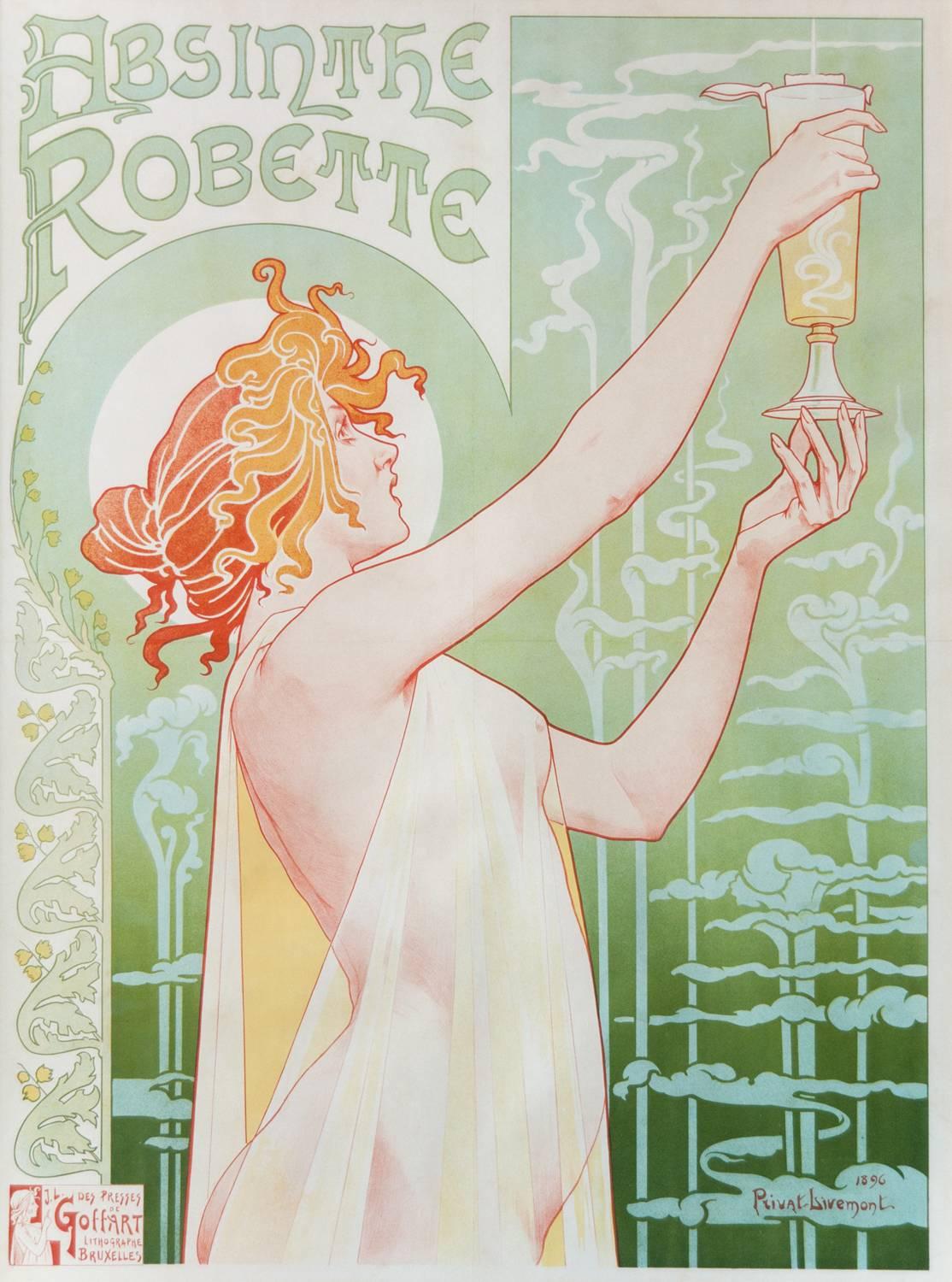ABSINTHE ROBETTE, Framed Color Lithograph, 1896. - Print by Georges Henri Privat-Livemont