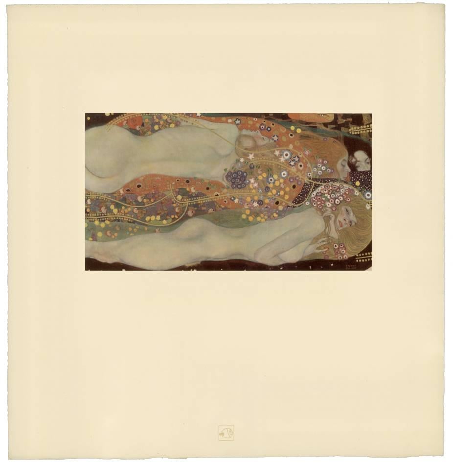 Gustav Klimt & K.K. Hof-und Staatsdruckerei Figurative Print – Das Unternehmen: H.O. Miethke Das Werk Foliant „Wasserschlangen II“ Collotype-Druck