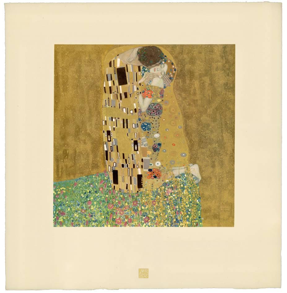 Gustav Klimt & K.K. Hof-und Staatsdruckerei Figurative Print - H.O. Miethke Das Werk folio "The Kiss" collotype print