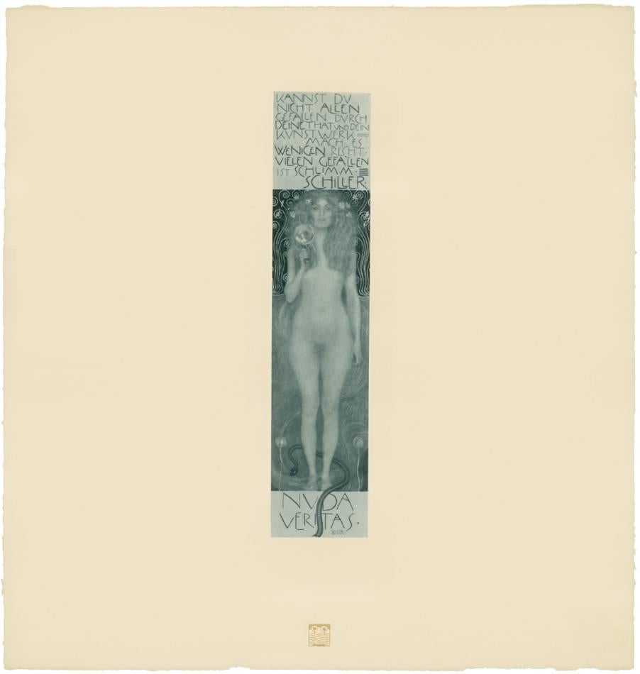 Gustav Klimt & K.K. Hof-und Staatsdruckerei Figurative Print – Das Unternehmen: H.O. Miethke Das Werk Folio „Nuda Veritas“ Collotypdruck