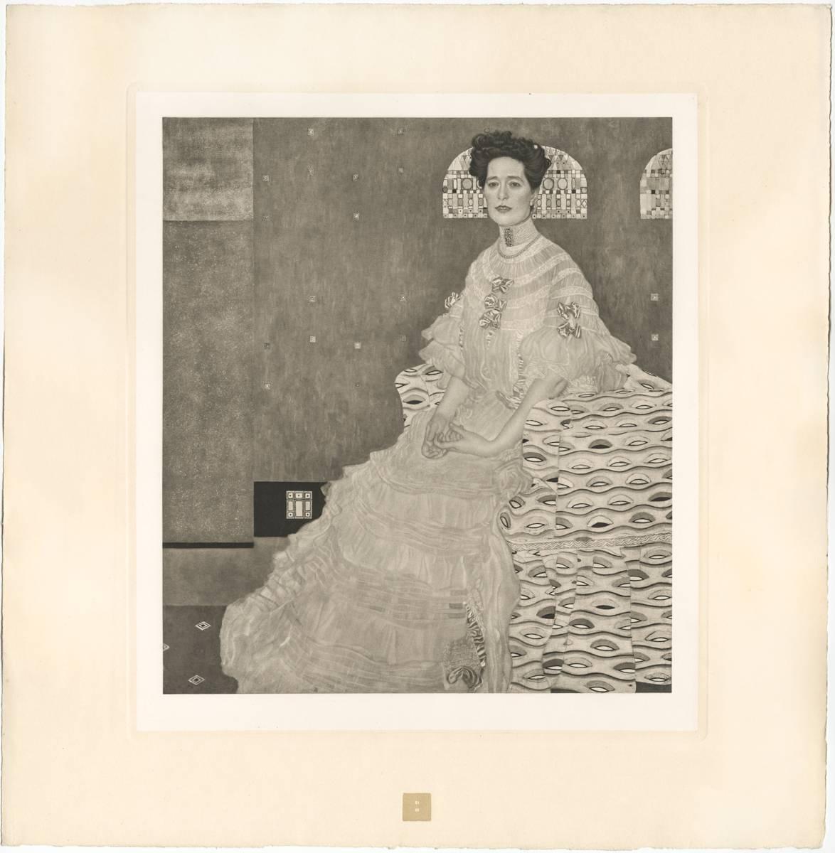 Gustav Klimt & K.K. Hof-und Staatsdruckerei Figurative Print – H.O. Miethke Das Werk Folio „Porträt von Fritza Riedler“ collotype-Druck