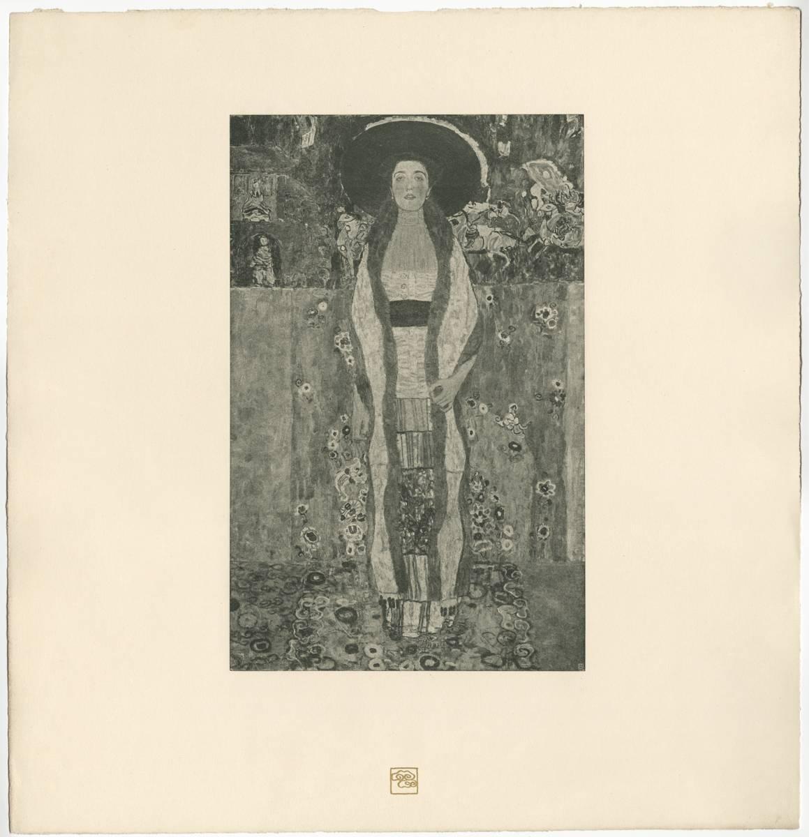 Gustav Klimt & K.K. Hof-und Staatsdruckerei Figurative Print – Das Unternehmen: H.O. Miethke Das Werk Foliant „“Porträt von Adele Bloch-Bauer II“ Collotypdruck