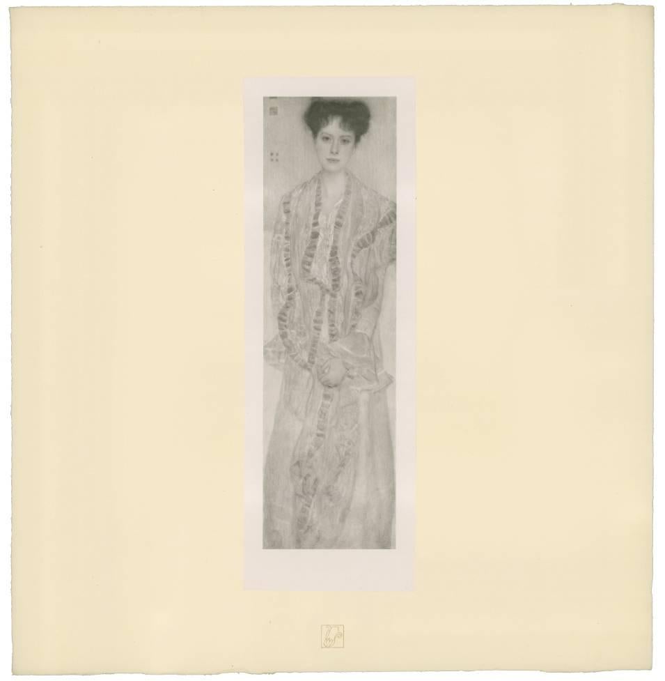 Gustav Klimt & K.K. Hof-und Staatsdruckerei Figurative Print – H.O. Miethke Das Werk Foliant „“Porträt von Gertha Felsvanyi“ Collotypdruck