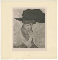 Used H.O. Miethke Das Werk folio "Black Feather Hat" collotype print