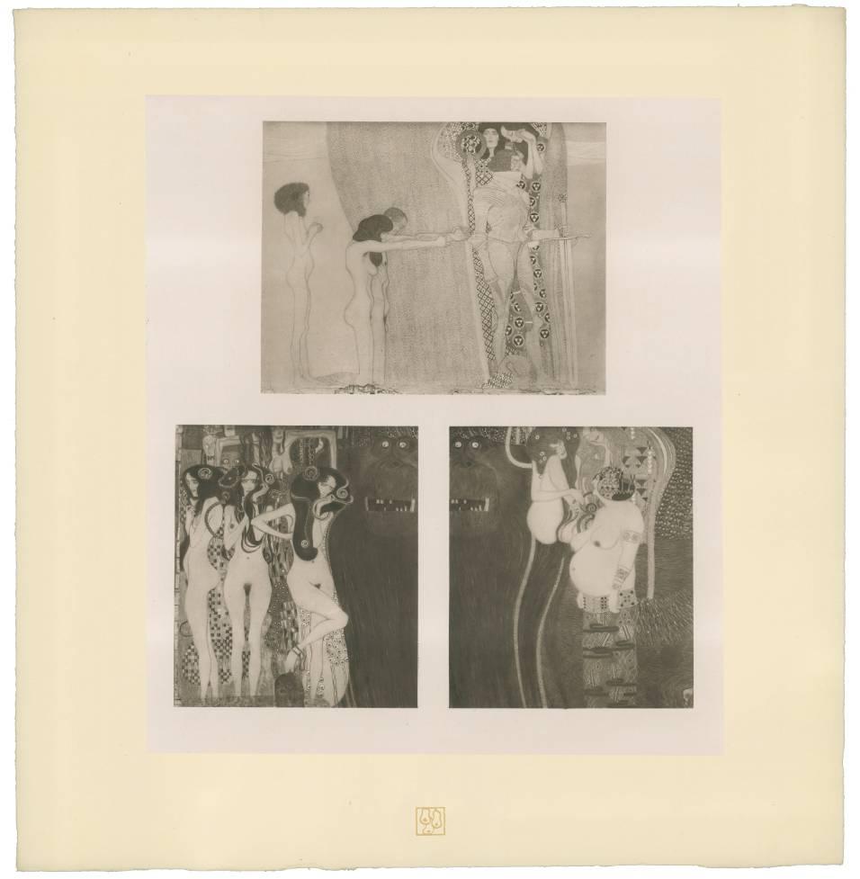 Gustav Klimt & K.K. Hof-und Staatsdruckerei Figurative Print - H.O. Miethke Das Werk folio "Beethovan Frieze 1 & 2" set of collotype prints