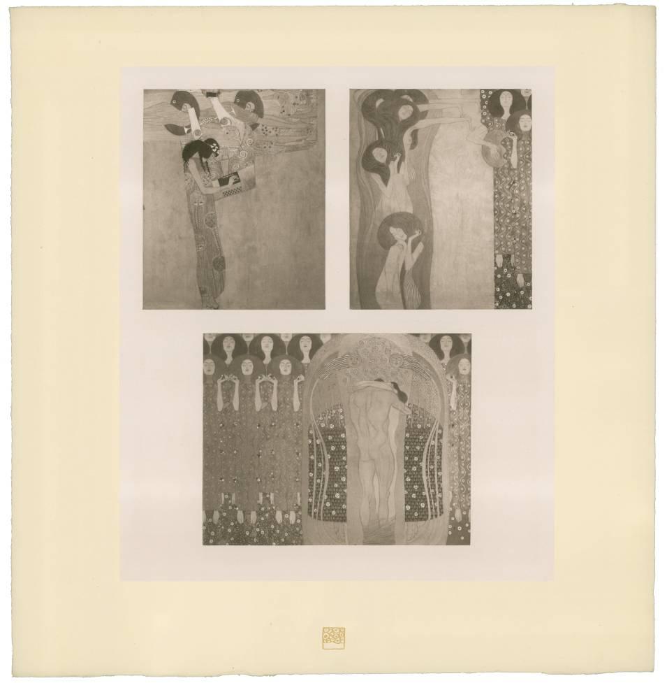 Das Unternehmen: H.O. Miethke Das Werk Folio „Beethovan Fries 1 & 2“ mit Collotypie-Druck – Print von Gustav Klimt & K.K. Hof-und Staatsdruckerei