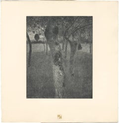 H.O. Impression collotype Miethke Das Werk « Orchard in the Evening » (Orchard dans le soir)
