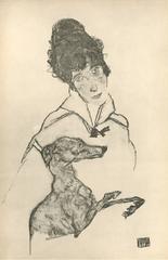 Antique R. Layni, Zeichnungen folio, "Woman with Greyhound" Collotype plate III