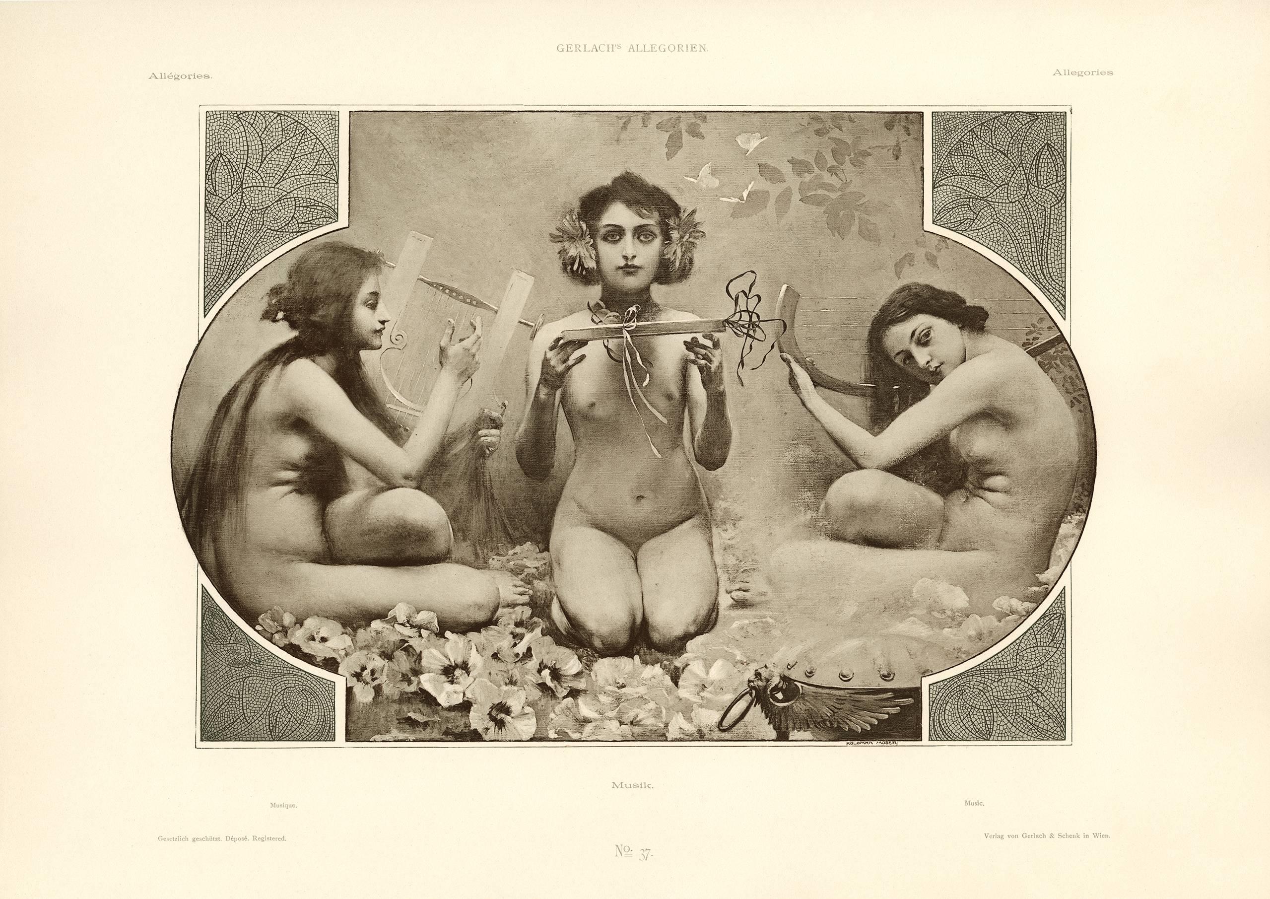 Gerlach's Allegorien Plate #37: "Music" Lithograph