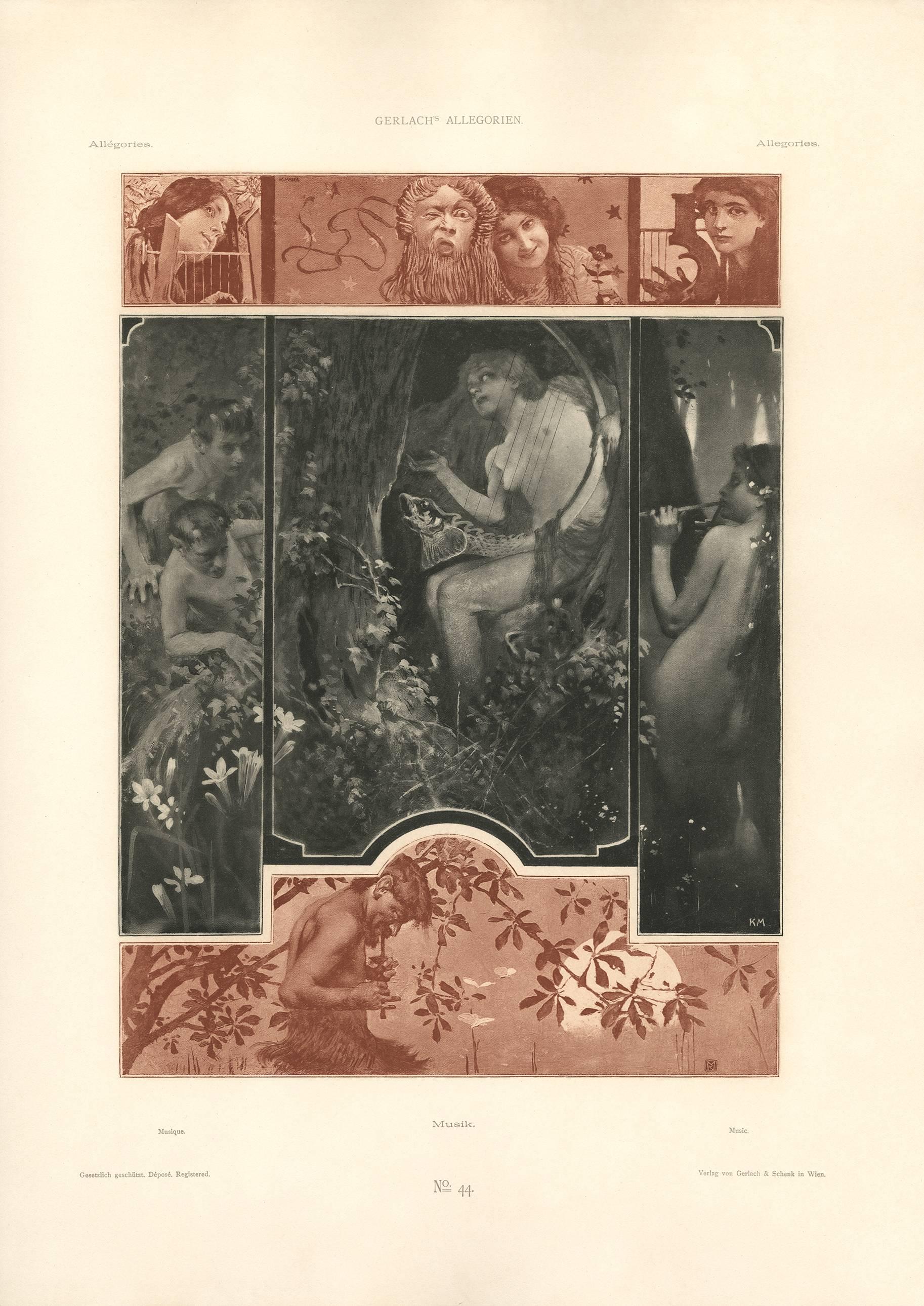 Placa Allegorien de Gerlach nº 44: Litografía "Música
