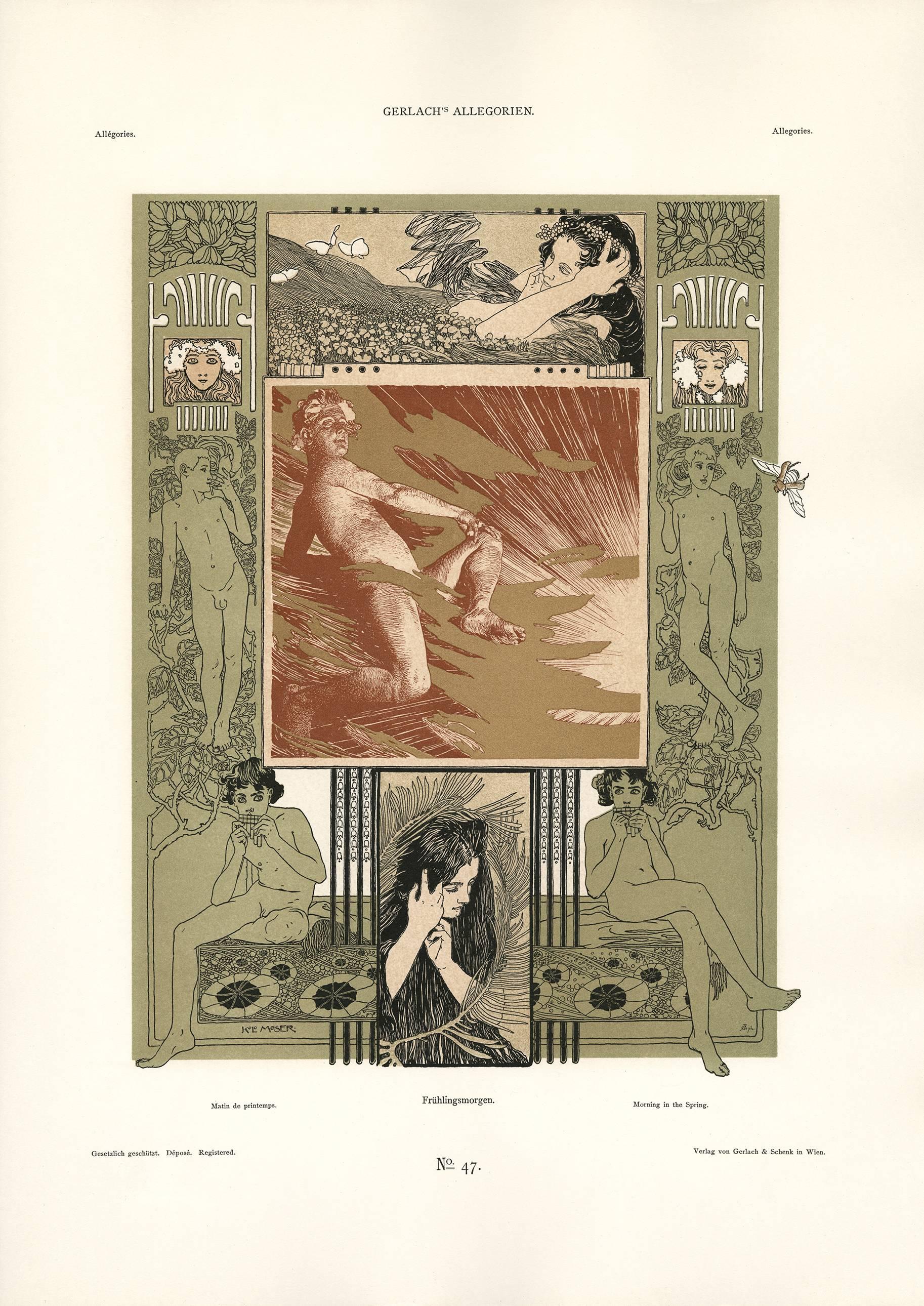 Placa Allegorien nº 47 de Gerlach: Litografía "Mañana en primavera