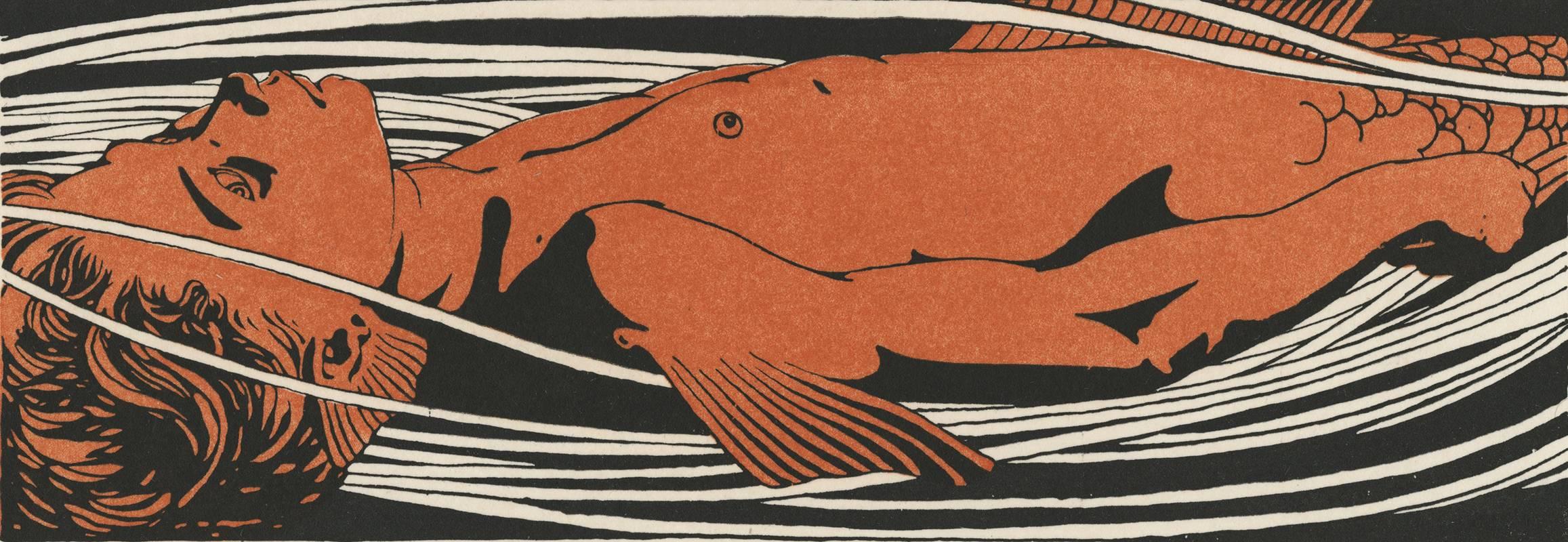 Gerlachs Allegorien-Teller #94: „Heads“ Lithographie – Print von Koloman Moser