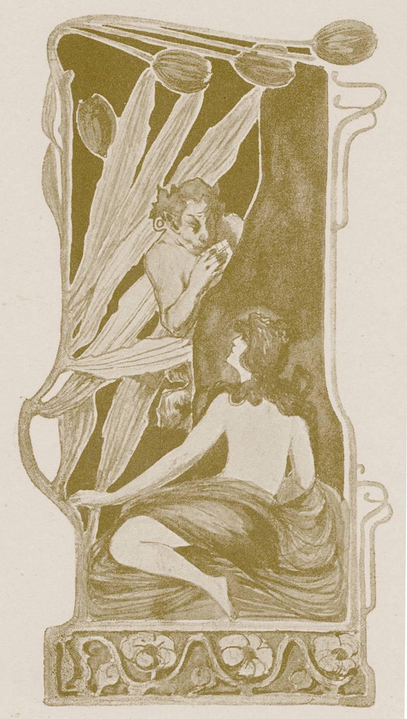Assiette Allegorien n°116 : « Force, soif, amour » de Gerlach - Beige Figurative Print par Carl Otto Czeschka