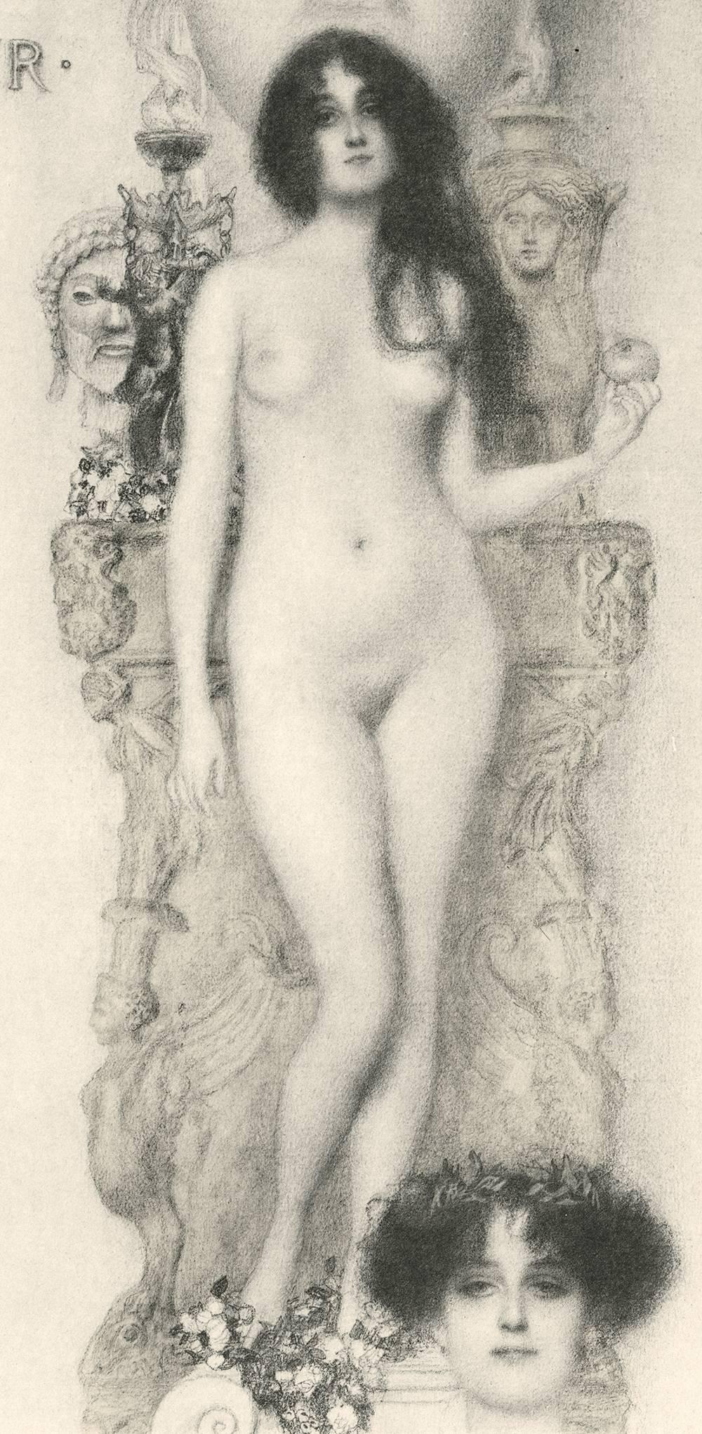 Le Folio Allegorien de Gerlach, planche n° 58 : Lithographie « Sculpture », Gustav Klimt. en vente 1