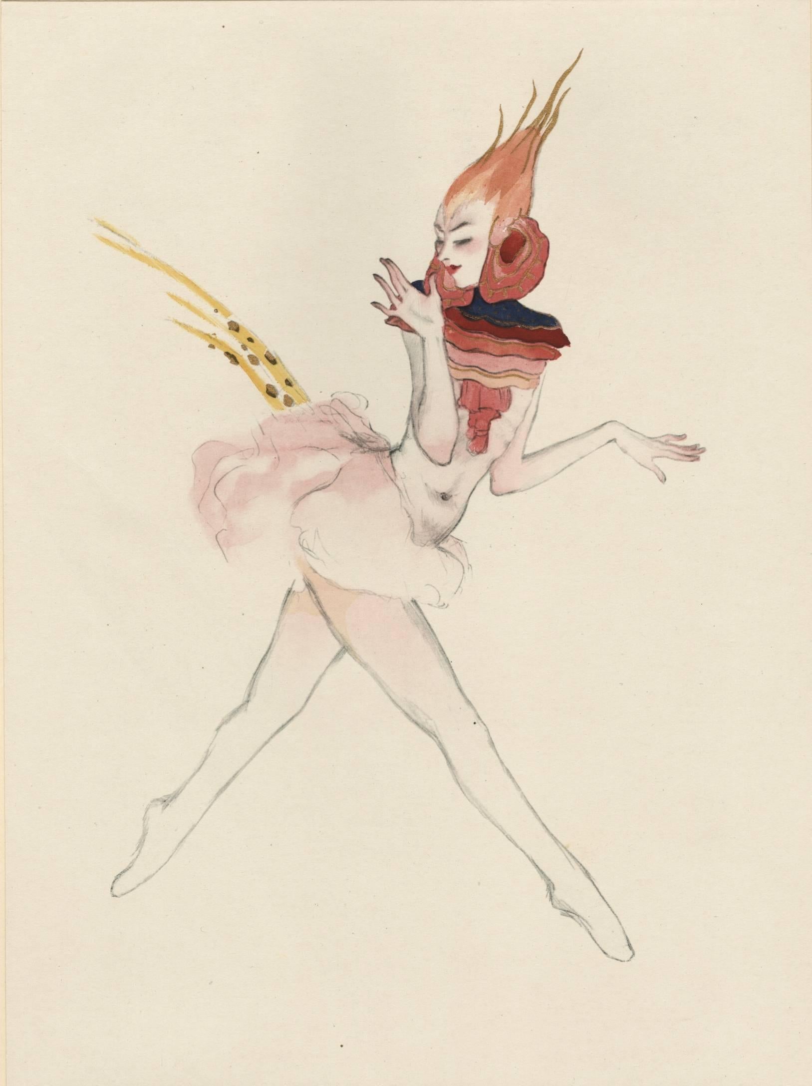 Figurative Print Walter Schnackenberg - Assiette n°1 de Ballet und Pantomime « Der Paradiesvogel » (Bird of Paradise).