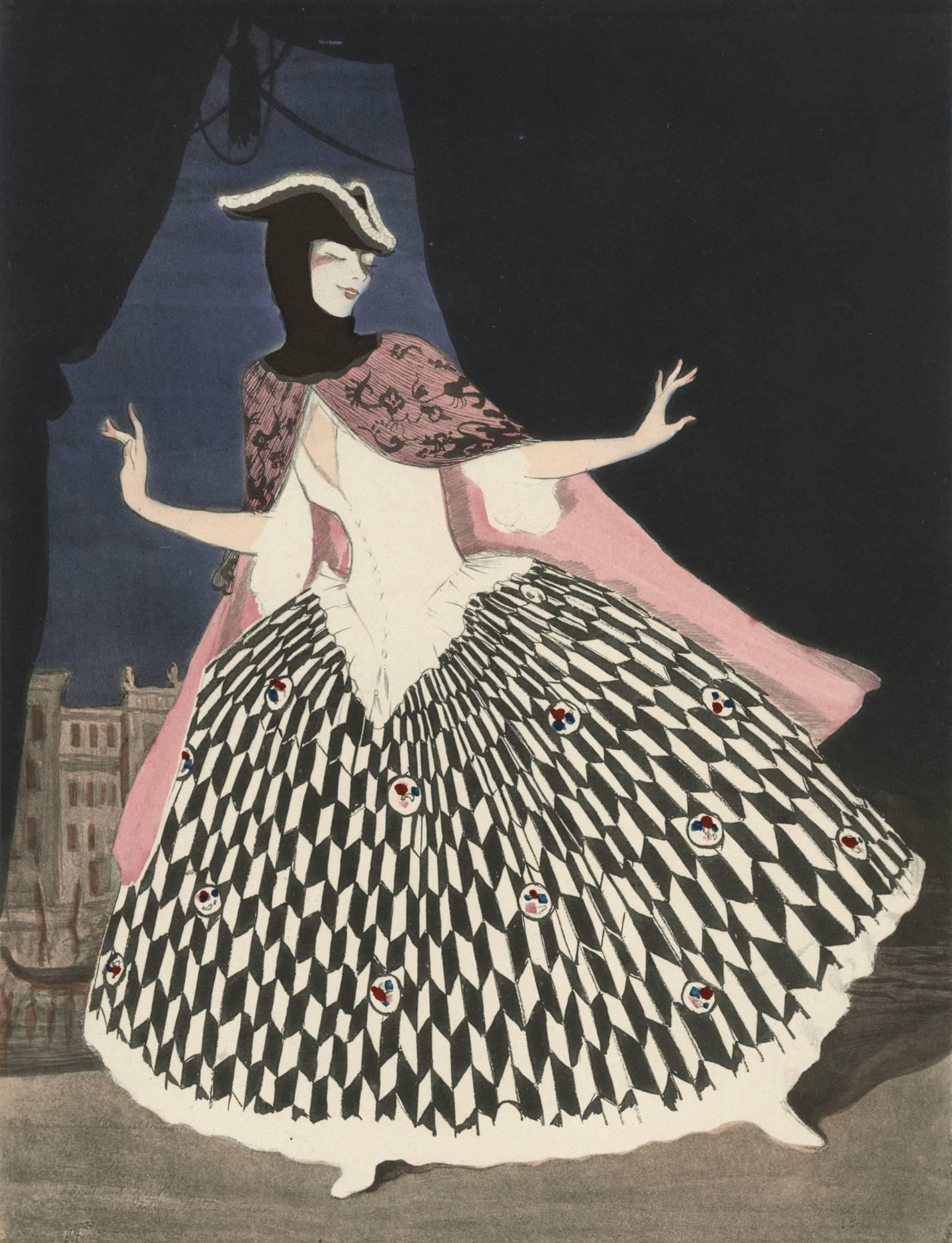 Walter Schnackenberg Figurative Print - Ballet und Pantomime "Maskerade", plate #9.