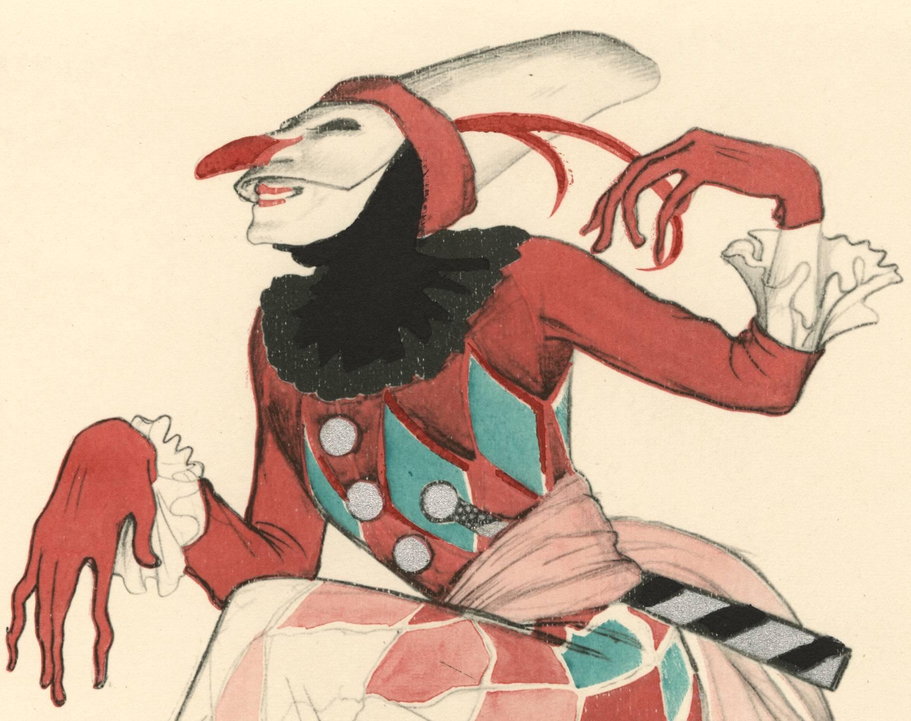 Ballet und Pantomime „Harlekin“, Teller #10. – Print von Walter Schnackenberg