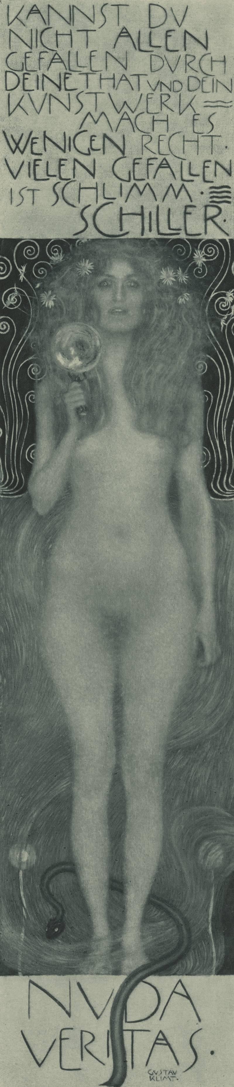 Das Unternehmen: H.O. Miethke Das Werk Folio „Nuda Veritas“ Collotypdruck – Print von Gustav Klimt & K.K. Hof-und Staatsdruckerei