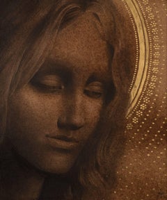 "Rhea" Contemporary Drawing with Gold-Leaf