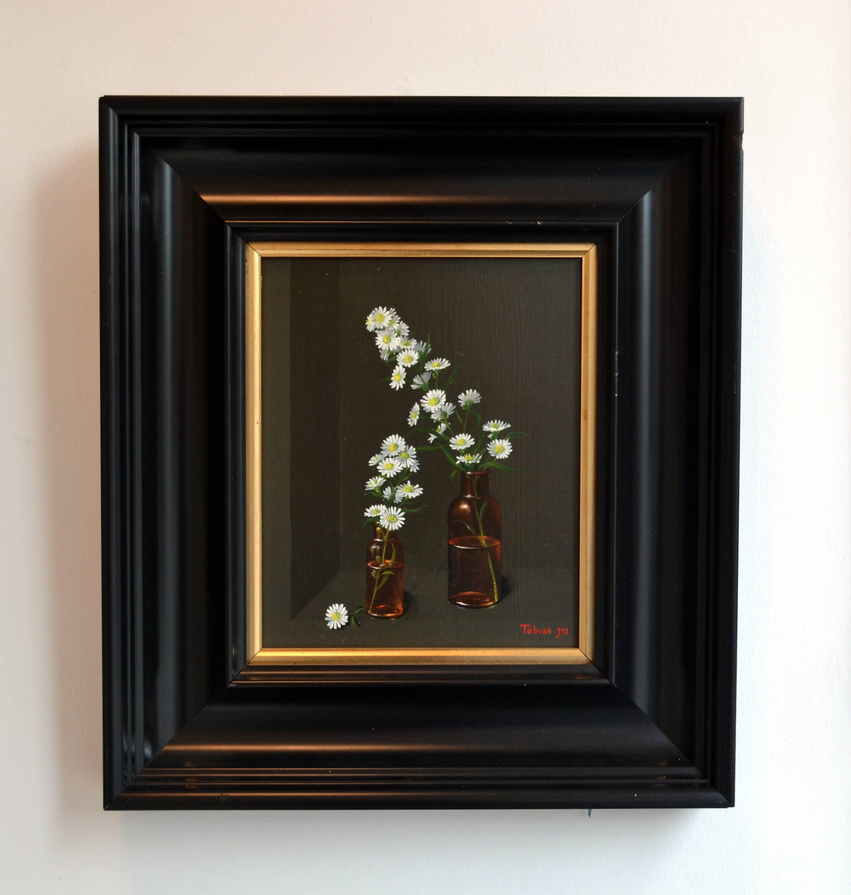 Camomile Flowers still life oil painting - Painting by Tobias Harrison