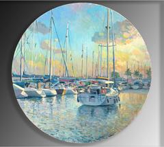 Marina Sunset landscape oil painting