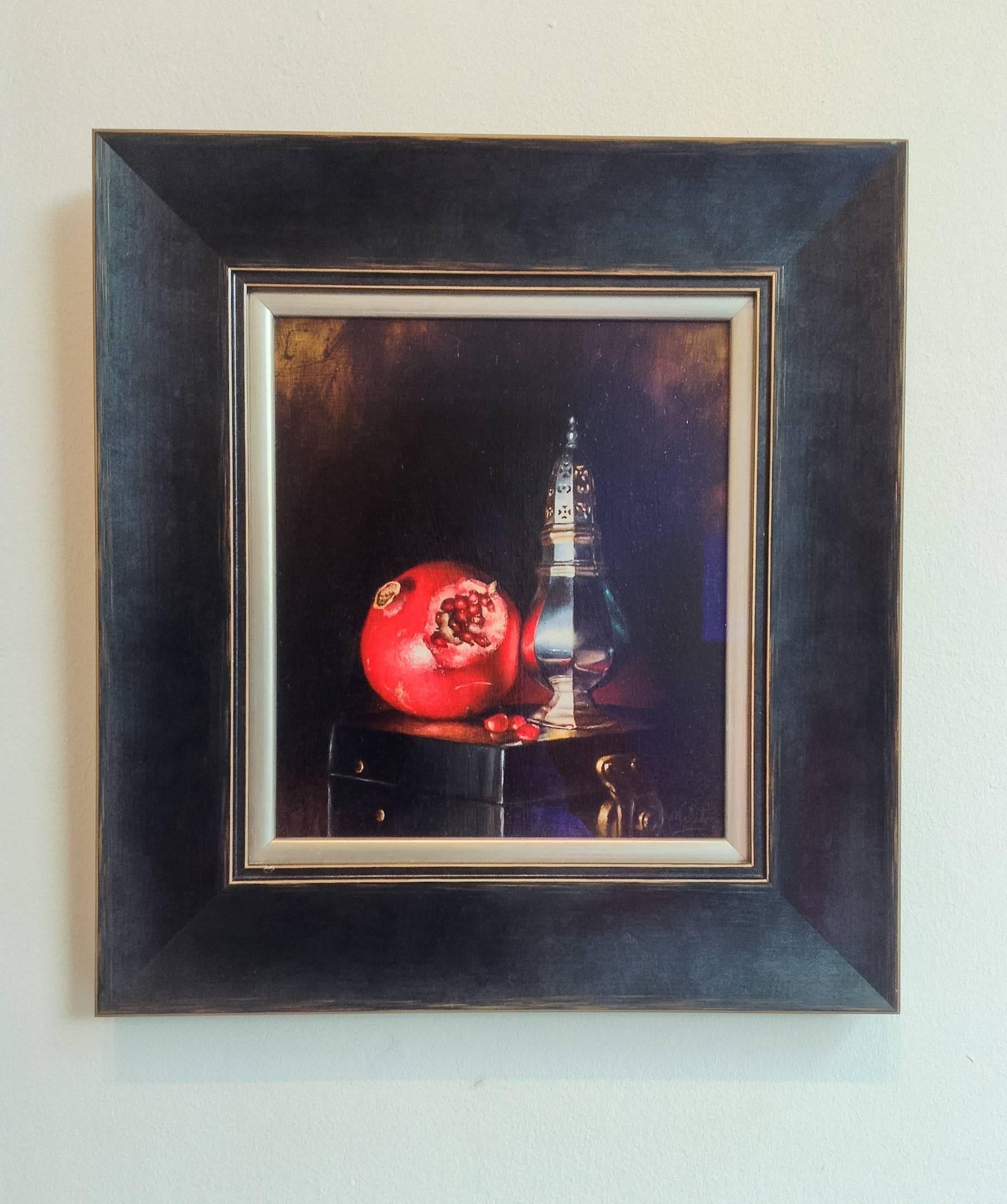 Pomegranite and Sugar Sifter still life oil painting - Painting by Matt Curtis