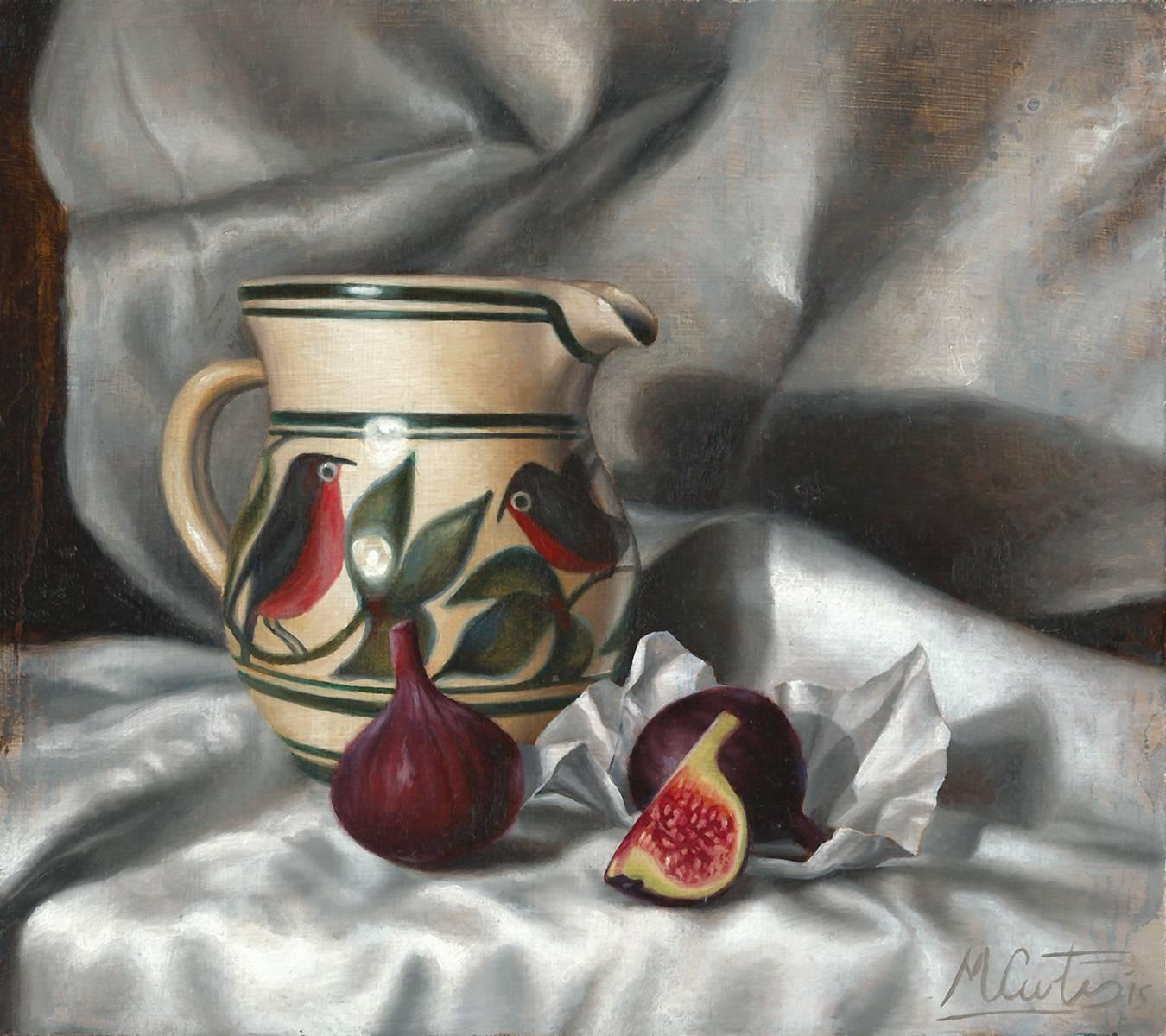 Matt Curtis Abstract Painting - Bird Jug and Figs still life oil painting