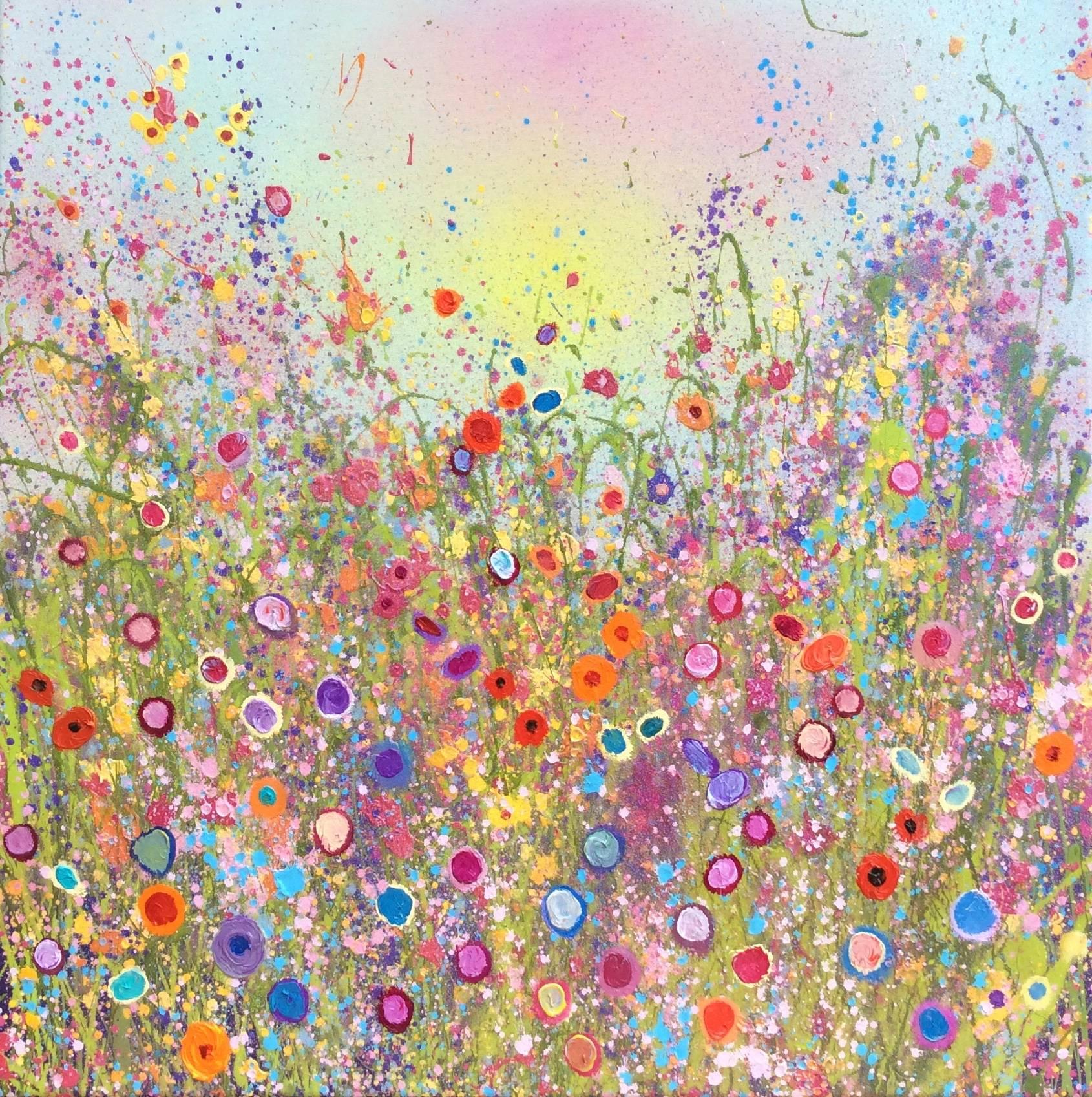 Yvonne Coomber Abstract Painting - Wild Flowers abstract Landscape Painting