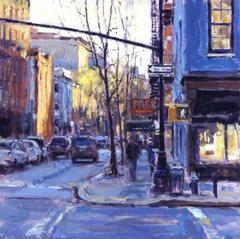 Corner Coffee Greenwich Village original cityscape painting
