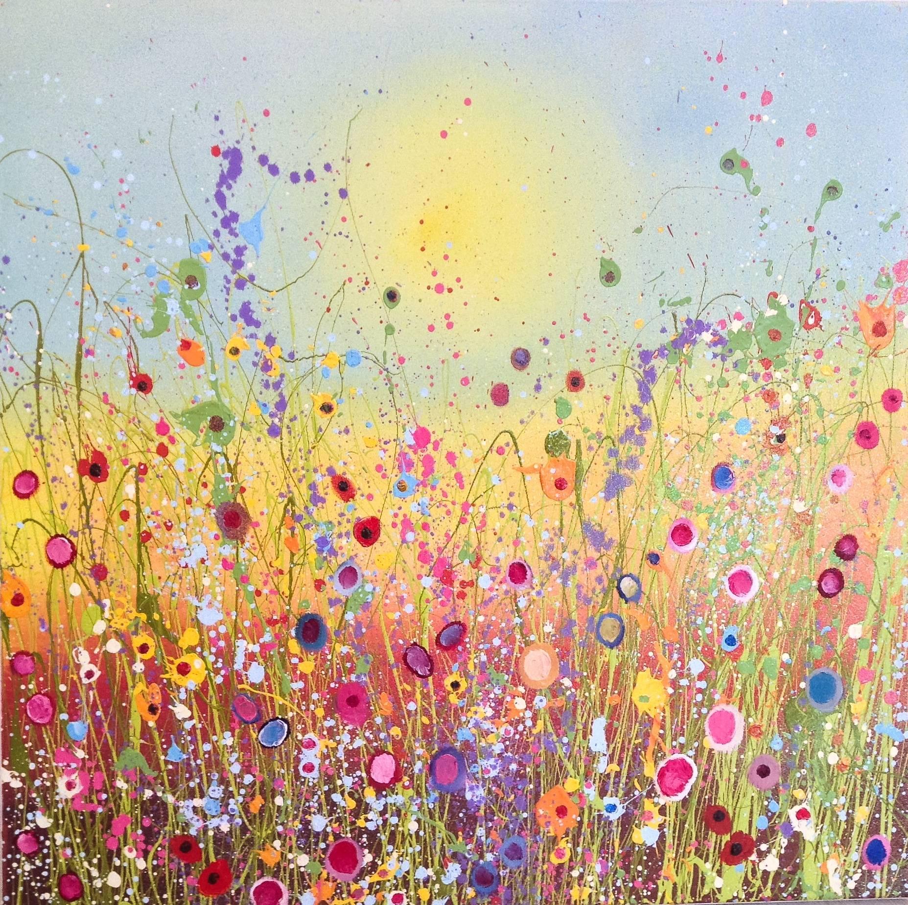 Yvonne Coomber Abstract Painting - Mysterious Meadows abstract landscape painting
