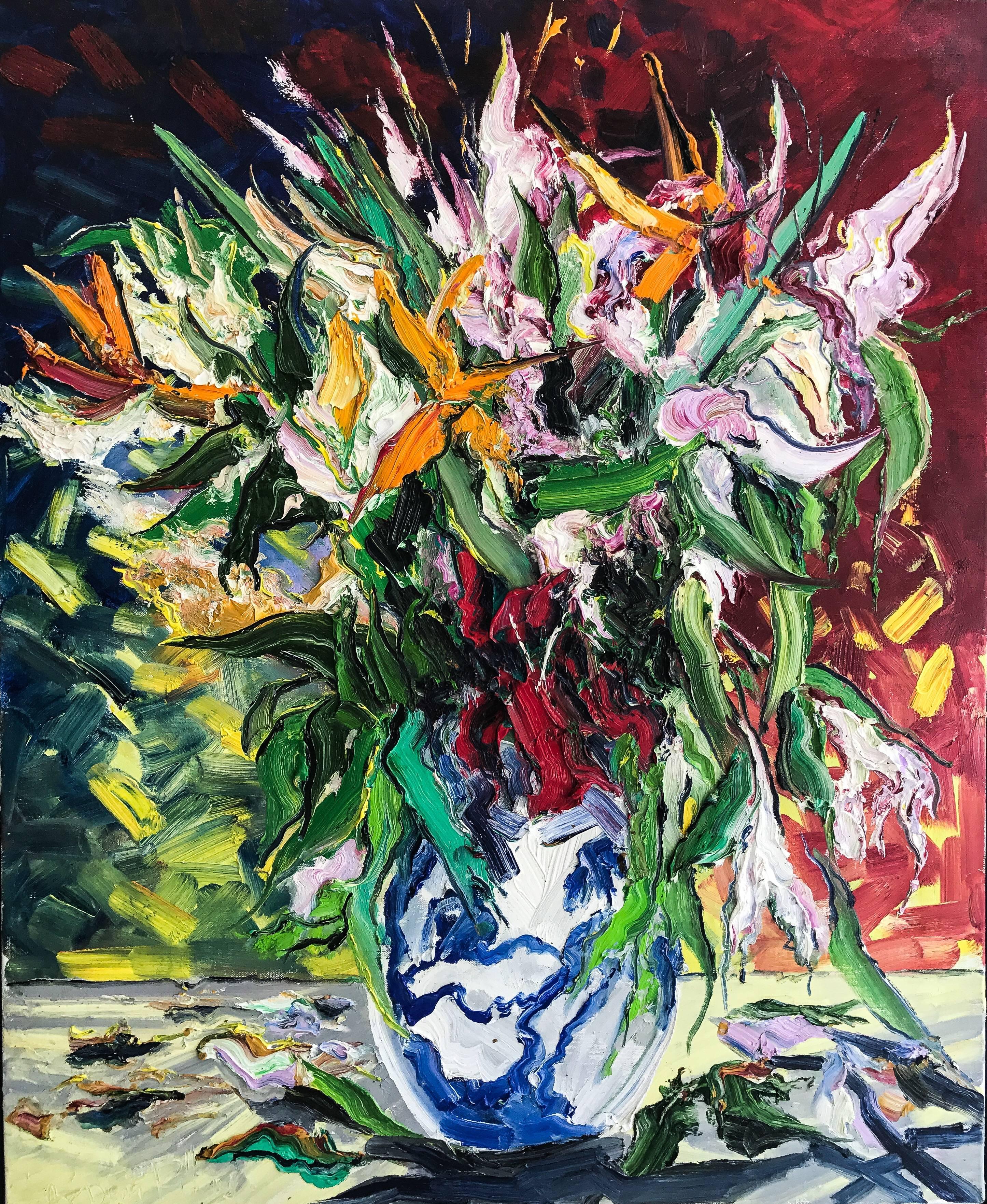 Denis Ribas  Abstract Painting - Still Life with Chinese Vase