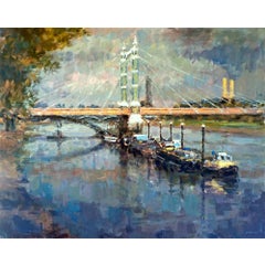 Evening Light at Albert Bridge original landscape painting 4