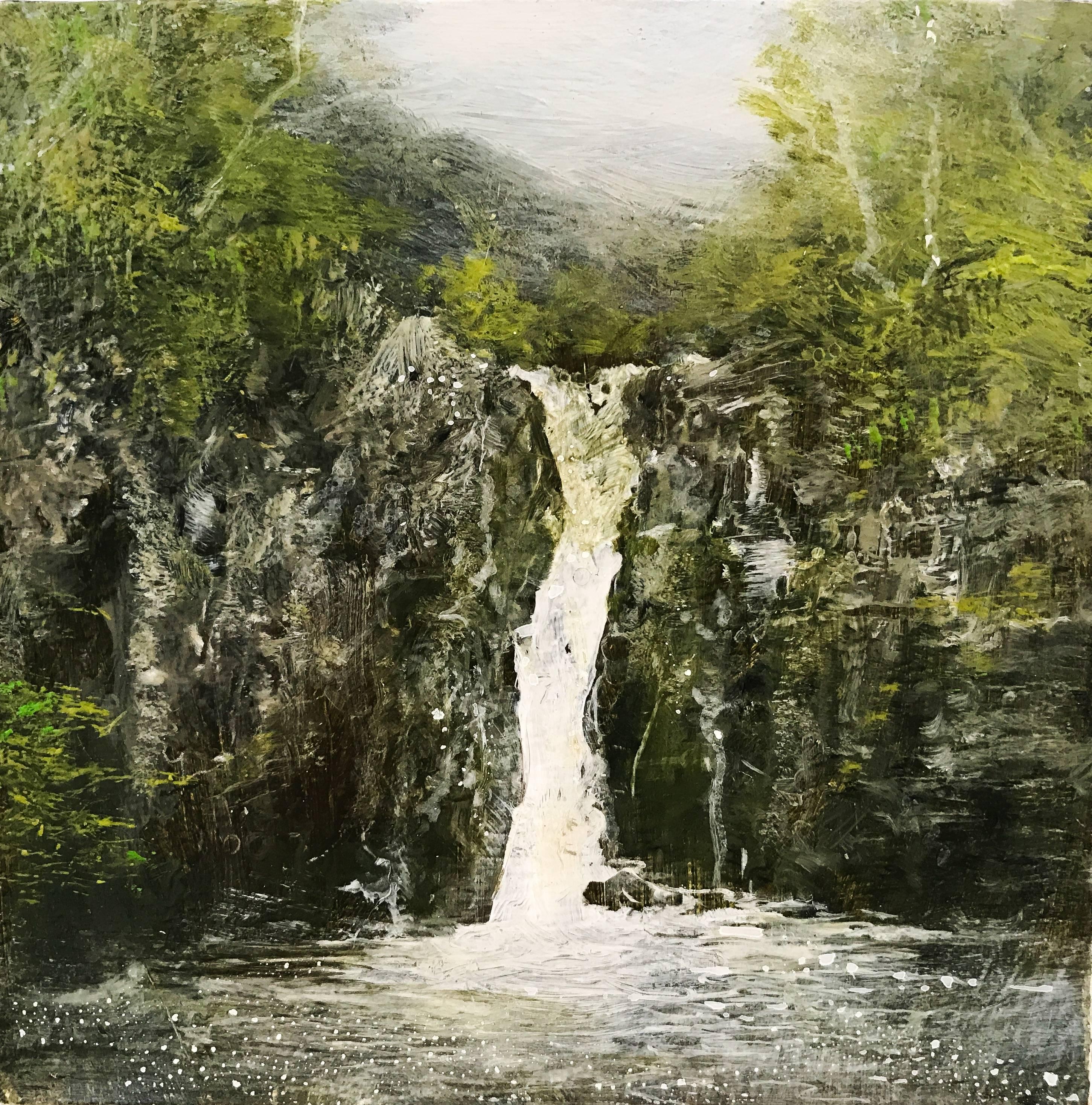 Garry Raymond - Pereira Landscape Painting - Kinlochhurn Waterfall  Scotland original Landscape painting