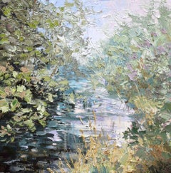 Rivière violette peinture originale de paysage