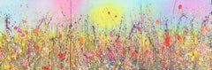 Summer Flowers Triptych original abstract landscape painting