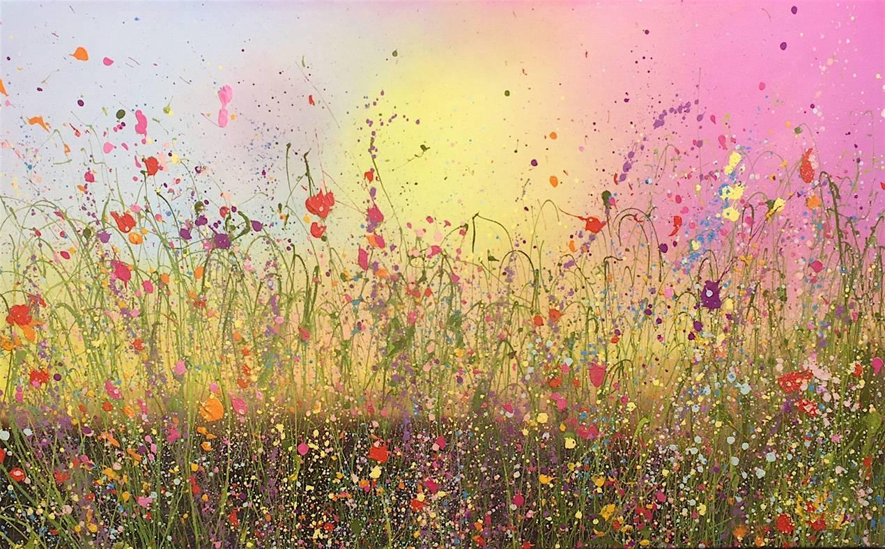 Summer Meadows original landscape paintings - Painting by Yvonne Coomber