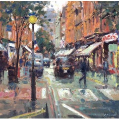 Crossing Monmouth Street original city landscape painting 11