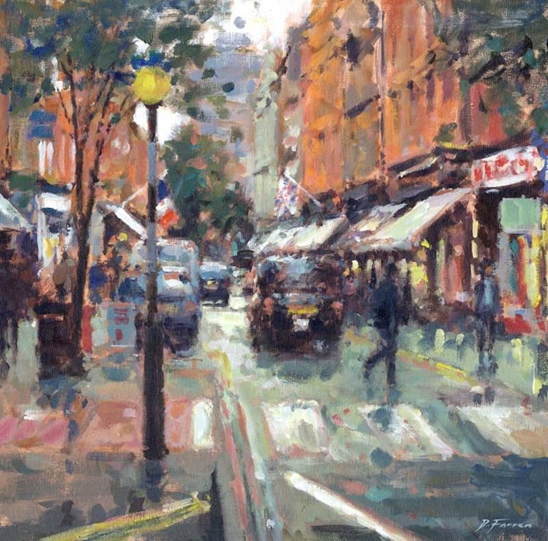 David Farren - Crossing Monmouth Street original city landscape painting For Sale at 1stdibs