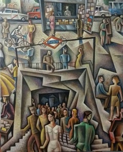 Metro de Madrid original cubism painting