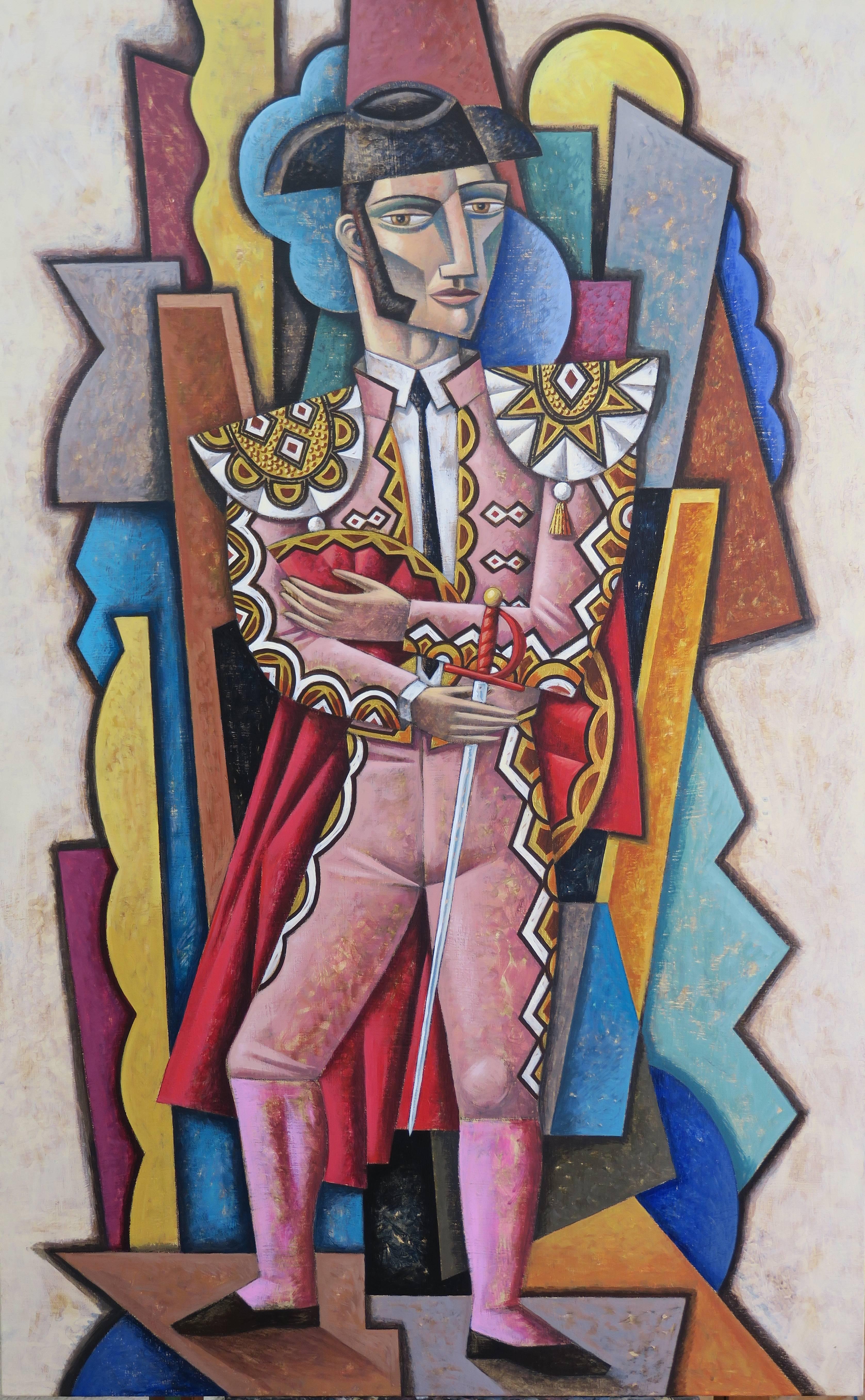 Borja Guijarro Abstract Painting - Torero de Rosa y oro