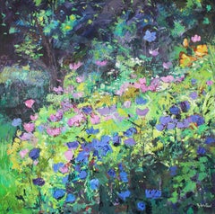 Peinture originale - Paysage - Jouer de la lumière dans le jardin