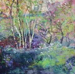 Spring light in the forest original abstract landscape painting