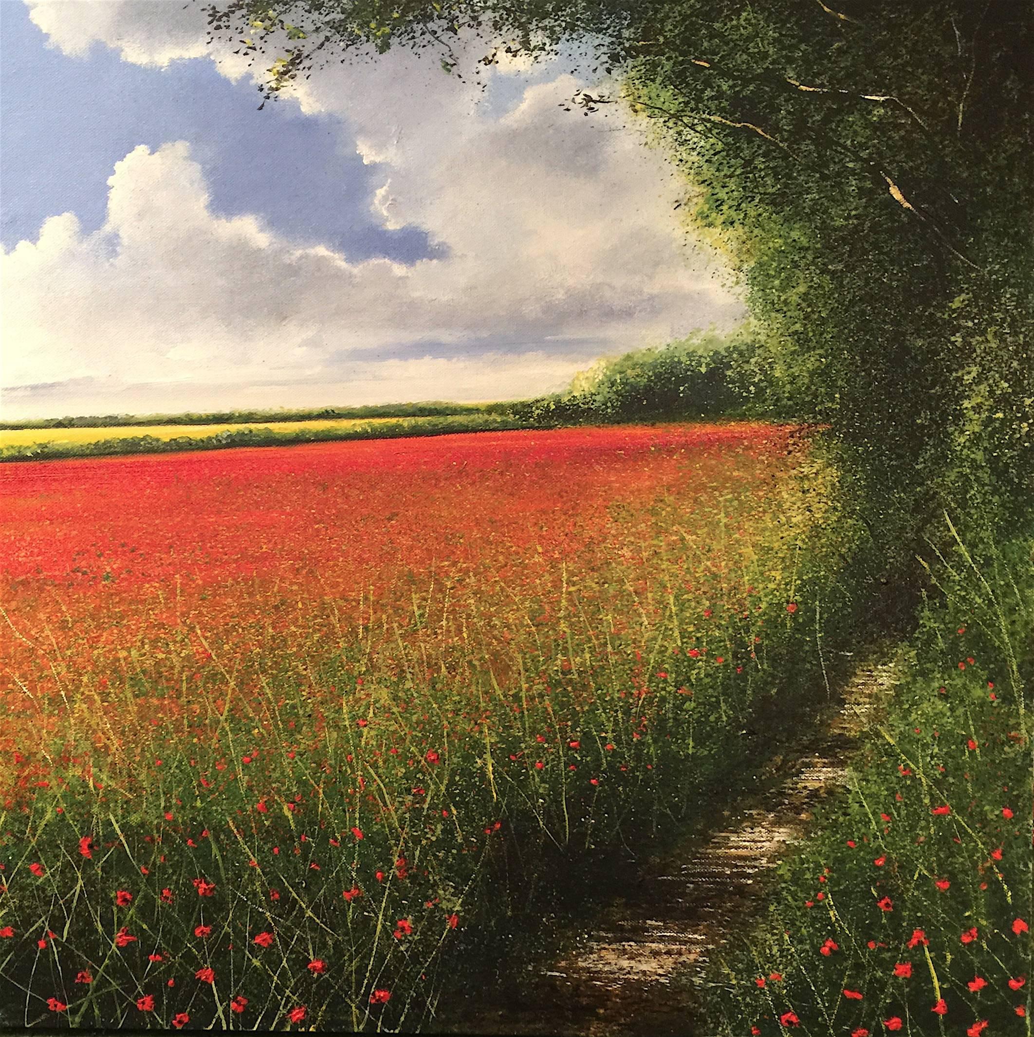 Rory J. Browne Abstract Painting - Poppy Filed original landscape painting