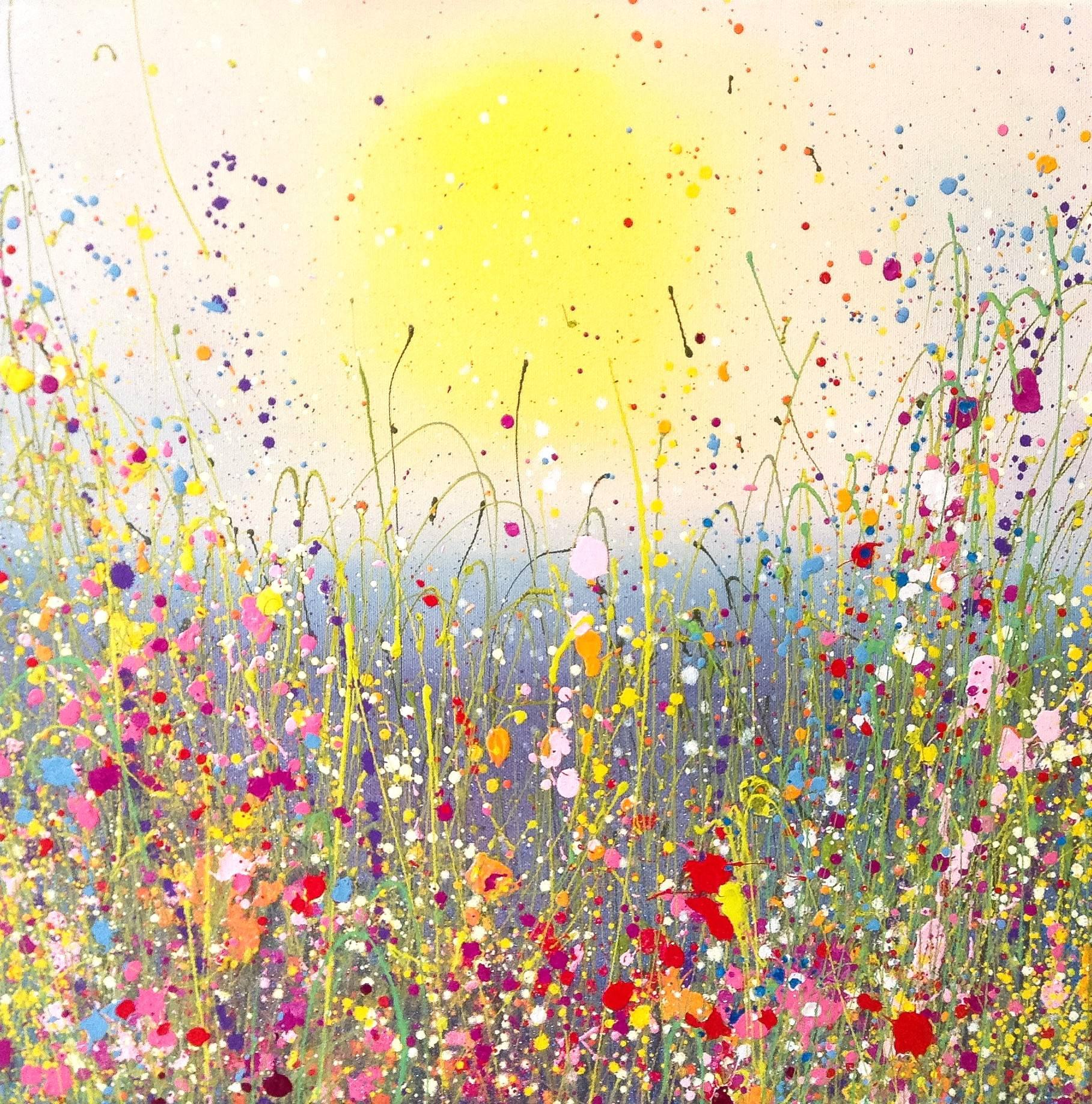 Yvonne Coomber Landscape Painting - Flower Hearts original abstract flower painting