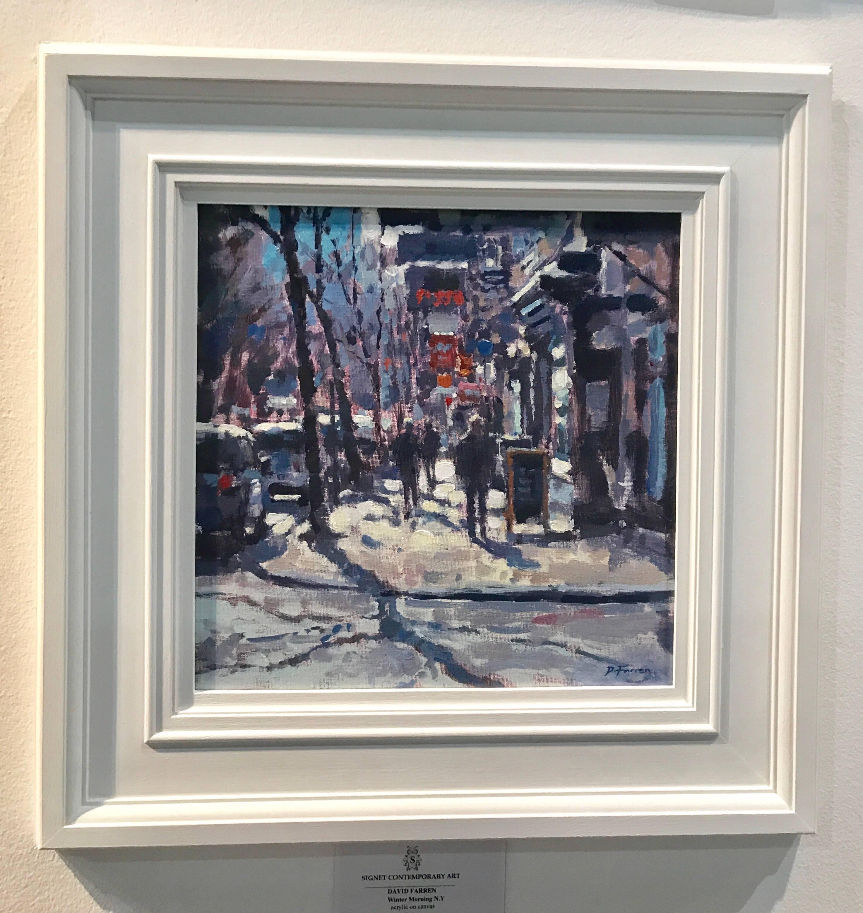 Bright Winters Day Greenwich Village   original City landscape painting - Painting by David Farren