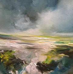 Quadro astratto originale di paesaggio marino Fresh Rain Fall