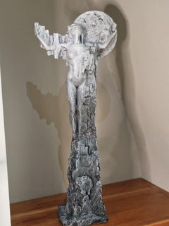 Rebirth - powerful strong human figure form standing sculpture resin cast modern